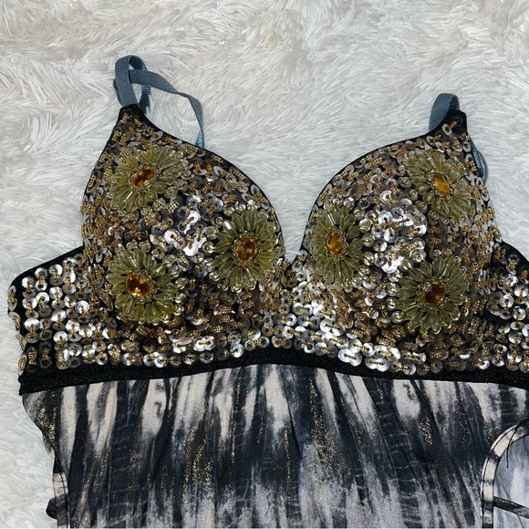 Meishulanna bra top women’s dress size large gold sequin embellishment - Picture 7 of 10